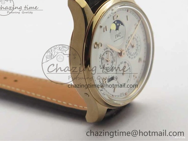 MIROTIME 0218 Compact Portugieser Perpetual Calendar IW503302 RG V9F 1:1 Best Edition White Dial on Brown Leather Strap A 7113